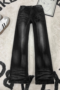 B221 美式ins高街暗黑重工艺修身微喇牛仔裤LK26639-特P45控78图片