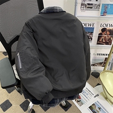 假两件棉服外套男士韩版潮流拼接格子2024冬季ins棉衣MF331-P90，男装棉衣，星座412-2