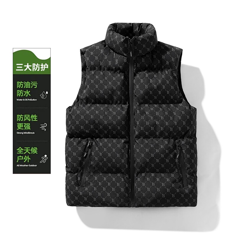 2025冬季高品质抖音直播立领棉马甲B字母马甲外套潮MJ77-P35,男装背心/马甲,星座1402-3
