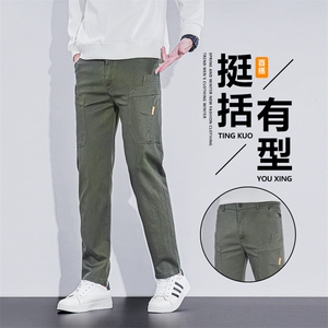 新款秋冬季男士工装休闲裤潮牌直筒宽松休闲裤子多口袋6106图片