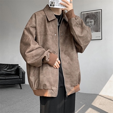 8XL-M美式复古大码皮衣外套男冬加厚棉服夹棉皮袄子棉衣JK006P95，男装皮衣，电商B312