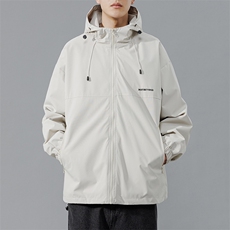 冲锋衣连帽夹克男宽松落肩纯色上衣外套DSA157B-JK727-P50，男装夹克，电商A157B