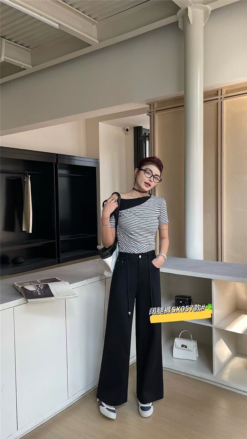 高腰窄版阔腿裤时尚百搭女,女装休闲裤,东正羊绒