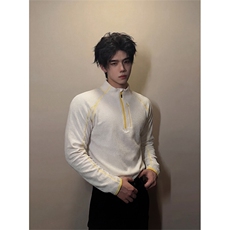 春季半拉链肌理感cleanfit长袖T恤撞色套头卫衣C64163-TP4588，男装T恤，电商A102