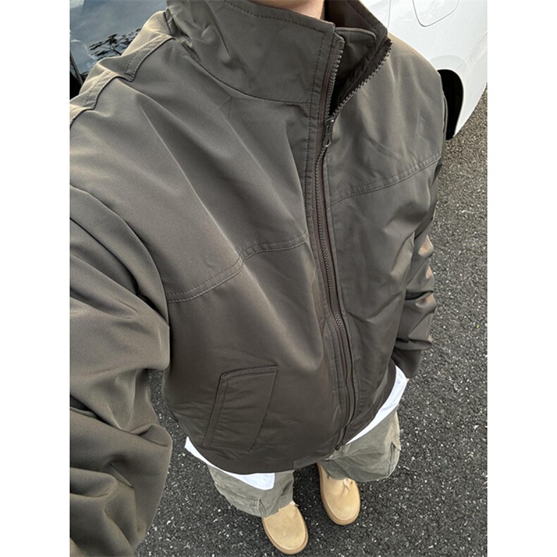 美式立领飞行员夹克男秋冬新款棉衣短款厚工装棉服,男装夹克,四季星座505