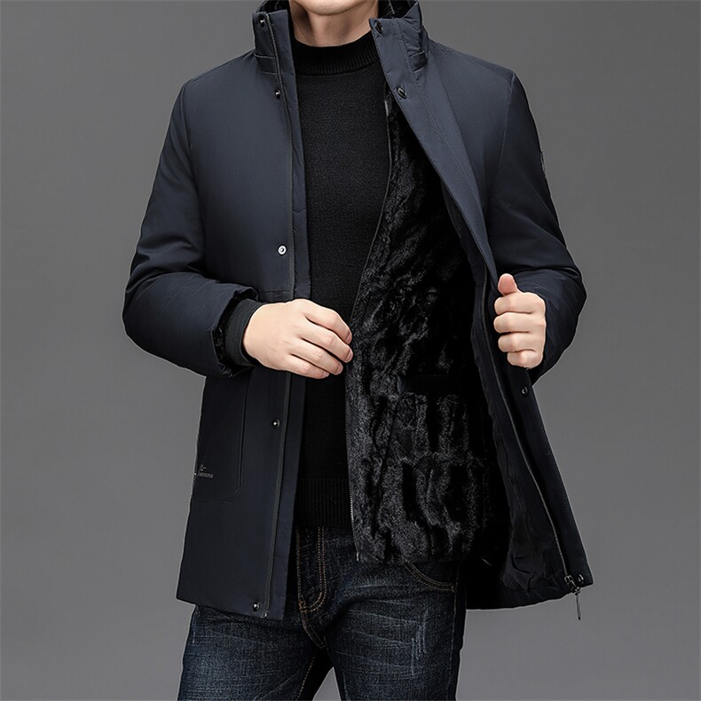 新标冬季羽绒服男士高级感中长款大衣新款青年休闲连帽外套男装,男装羽绒服,电商B212（原钱塘6029）