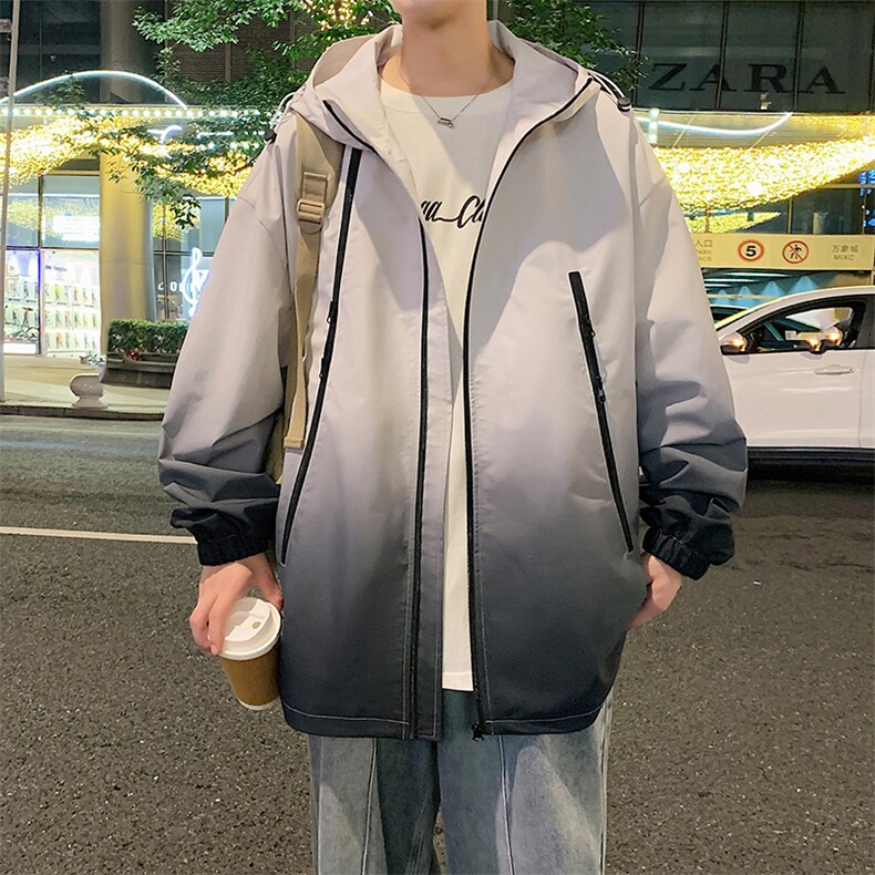 新款二开港风中性风宽松夹克男渐变防水冲锋衣外套MYJ24-7830-P68,男装夹克,星座717