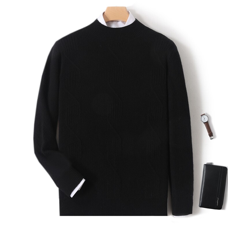 秋冬季新款舒适时尚百搭男士加厚半高领羊绒衫男装，男装羊绒套衫，绒韵雅