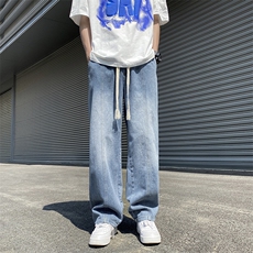 高街牛仔裤男韩版潮渐变色松紧腰2024秋冬新款ins长裤RK1011-P41，男装牛仔裤，星座412-2