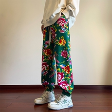 09春季新款东北大花裤新潮风束脚裤子XZ211-1-K2401-P50，男装休闲裤，星座211-1