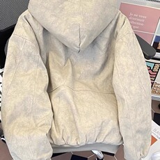 美式潮牌宽松连帽开衫加绒棉衣重磅男女廓形boxy版型运动休闲外套，男装棉衣，星座506A