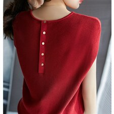 丝光棉圆领上衣小衫藏肉落肩针织套衫，女装针织衫/毛衣，美吧服饰