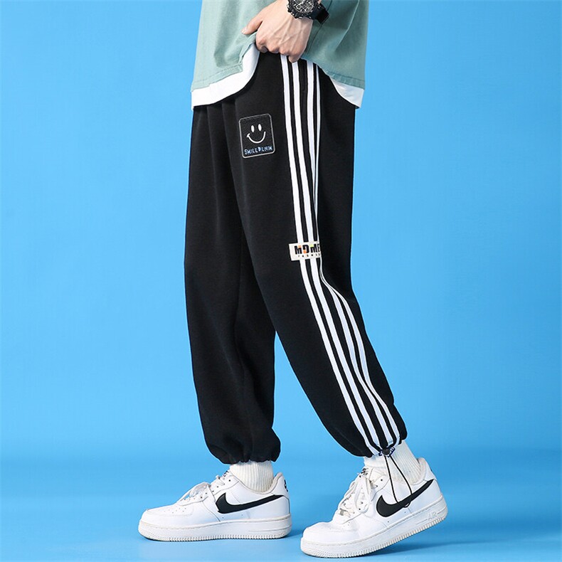 现货主推青少年大码休闲抽带拼接印花卫裤休闲裤男K9169P38,男装休闲裤,电商B226-2（原B217-2）