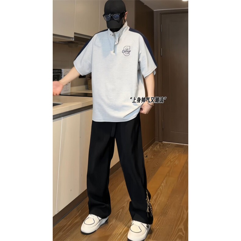 xp2413特P35控78抖音品质夏季美式冰感拉链POLO衫男潮流宽松短袖,男装Polo衫,电商B370