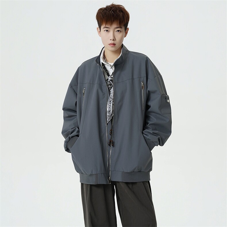 2026春季新款宽松棒球领夹克男纯色上衣外套DSA157B-JK7925-特P63,男装夹克,电商A157B