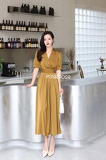 腰带收腰连衣裙，女装连衣裙，珀莎