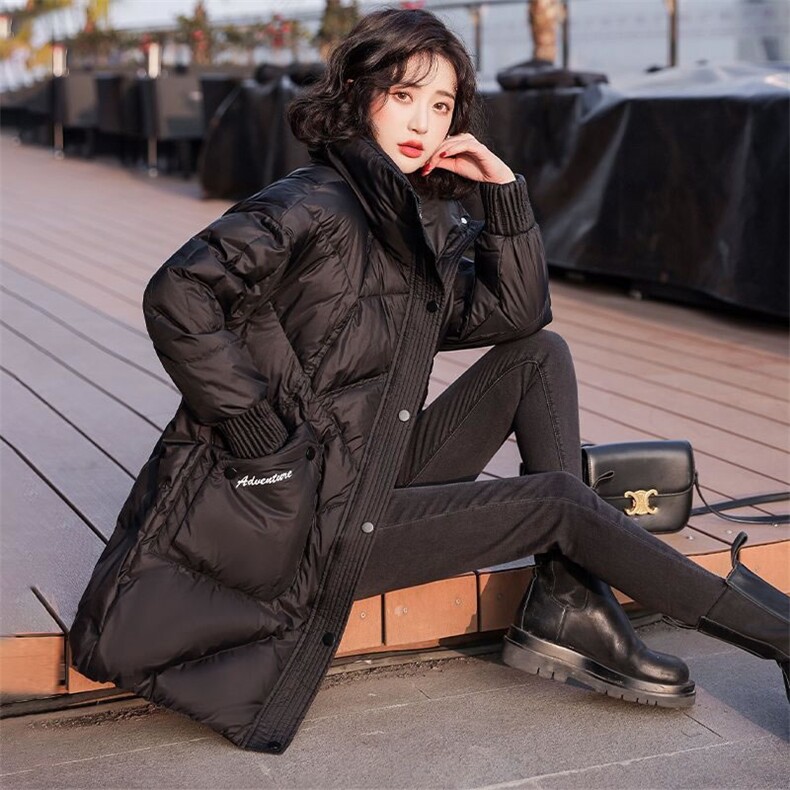 （现货）90白鸭绒新款时尚洋气高档中长款气质高端奢华羽绒服女,女装羽绒服,韩蔻秀