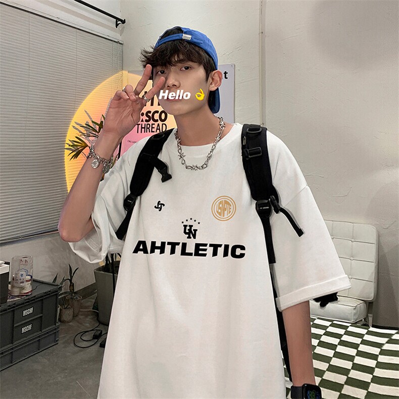 抖音得物二开现货220克夏装重磅美式高街宽松短袖t恤MT184,男装T恤,电商A486-1