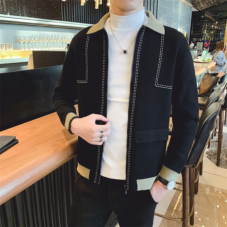 店主风精品秋冬百搭潮流长袖针织开衫休闲夹克毛衣外套V1030-P95,男装针织衫/毛衣,星座308A