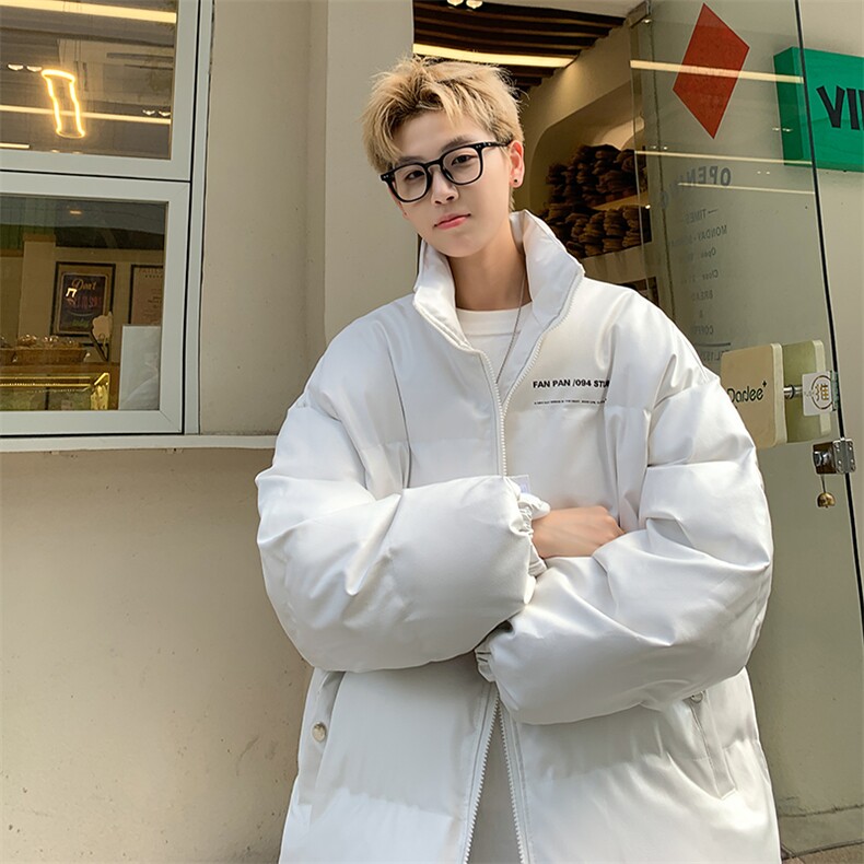 2025冬装PU皮立领棉服宽松加厚情侣棉衣外套MY8695/特P100白色8,男装棉衣,电商A094