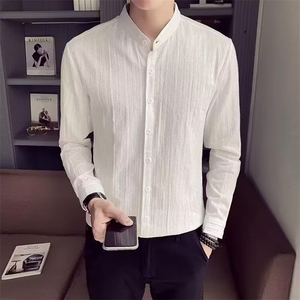 新款提花衬衫男长袖秋冬季韩版潮流修身商务男士免烫休闲百搭衬衫图片