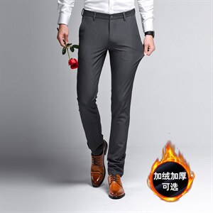 BX9808钱塘2020-2中年男士加绒商务合身厚款冬季休闲裤货稳P76图片