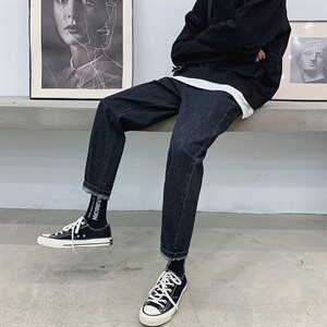 主推款2021初秋新品宽松直筒牛仔裤休闲百搭男裤子D309-2 K03 P55图片