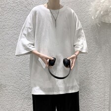 YT26099-P30亚短袖t恤男大码五分袖男宽松七分袖港风模特，男装T恤，电商A040