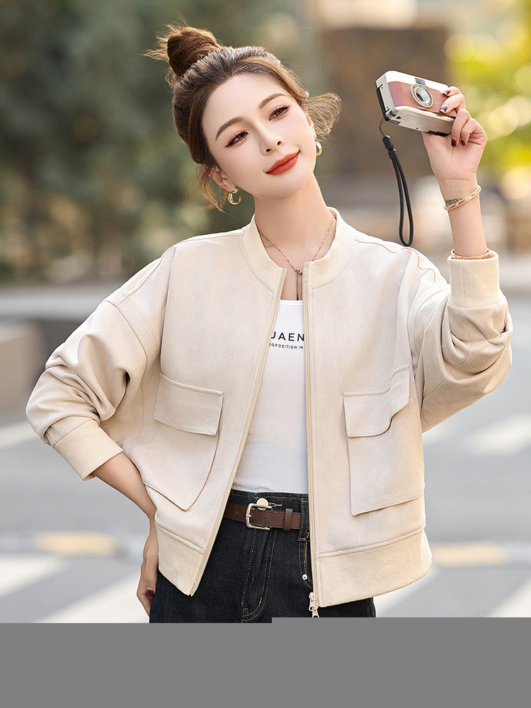 休闲气质小个子棒球服外套女2025春秋新款蝙蝠袖宽松短款夹克上衣,女装短外套,今喜
