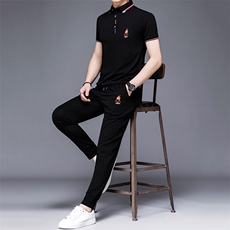 HP506夏季新款男士休闲套装刺绣男装百搭二件套，男装休闲套装，电商B360