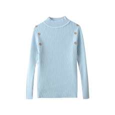 时尚百搭儿童半高领毛衣简约休闲肩扣设计舒适保暖针织衫，童装毛衣，绒颖羊绒