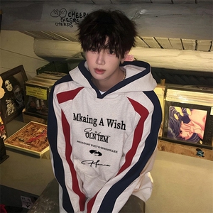 抖音得物供货 提供视频 秋冬重磅美式宽松接拼连帽卫衣3238图片