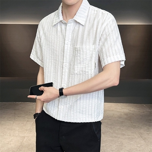 男士短袖衬衫高级感定制面料冰丝透气档口大货 C317-C801-P55图片