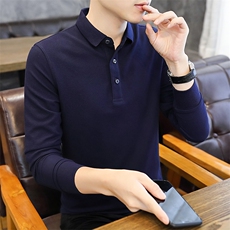 男士长袖POLO衫秋季新款翻领简单款纯色百搭休闲上衣PL8891-特P45，男装Polo衫，星座610（原A335）