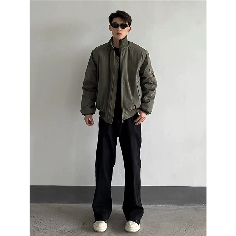 冬季BOMBER棉服男高领飞行服棉衣加厚美式复古休闲棒球服外套,男装棉衣,星座1210-1