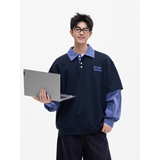【现货】XZ1218PL189特价P54美式高级感假两件POLO衫长袖T恤，男装Polo衫，星座1218（原611-3）