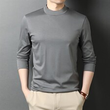 中年爸爸装春秋季2023新款纯棉男士长袖时尚上衣圆领打底体恤，男装T恤，电商B212（原钱塘6029）