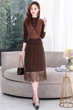 2021年秋季新款气质有女人味的貂绒两件套毛衣连衣裙，女装连衣裙，金典明美