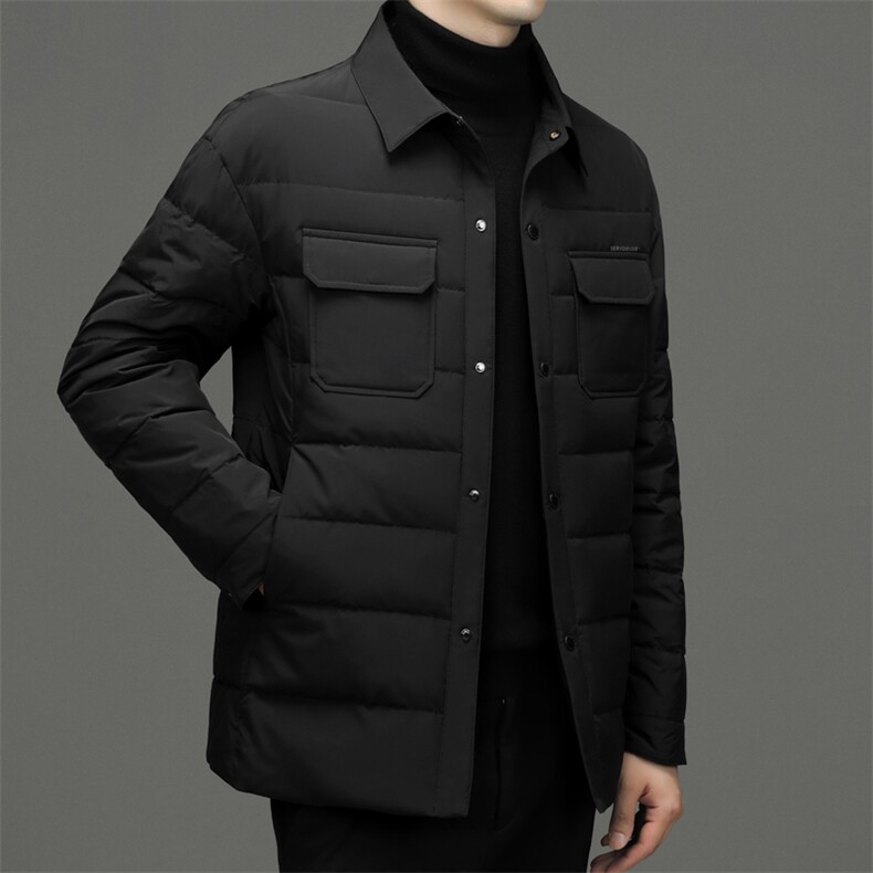 男士商务休闲羽绒服中年鹅绒加厚保暖上衣冬季新款爸爸装翻领外套,男装羽绒服,电商B212（原钱塘6029）