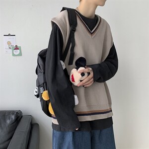 20秋冬 港风针织开衫V领毛衣马甲背心情侣JKDK学院风制服 W09/P55图片