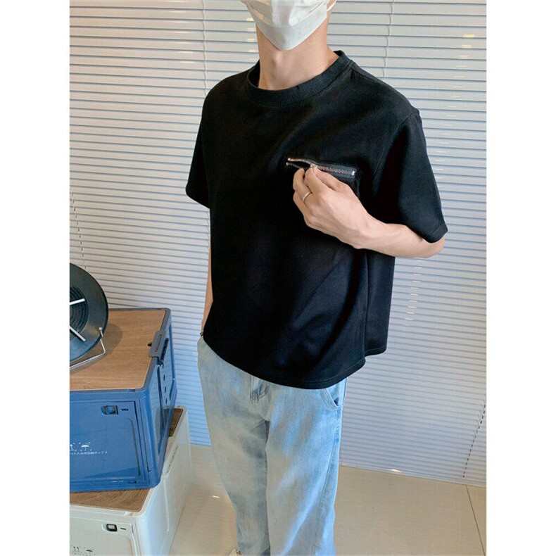 【现货自制】凉感纯色短袖T恤男夏季半拉链立领polo衫T06022TP35,男装Polo衫,星座1004（原星座815-3）