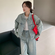 ZB305-款号5808牛仔七分裤套装P185K258，女装套装/套裙，浙宝305