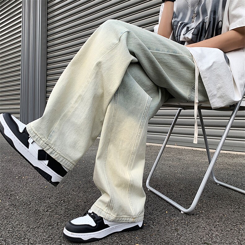 2023渐变色直筒裤宽松夏款流行长裤牛仔裤313A-1-NZ037-P65控78,男装牛仔裤,星座808A-1