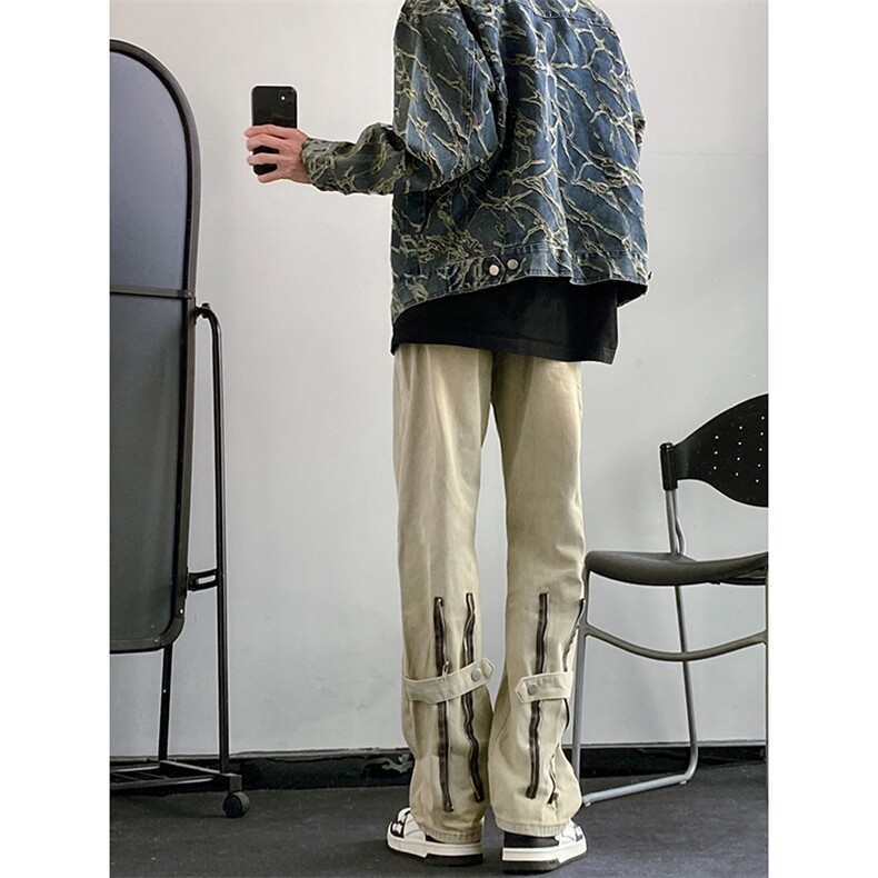 B221美式ins高街小众拉链直筒牛仔裤LK23028-P60控78,男装牛仔裤,电商B221