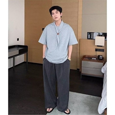 【现货自制】夏季垂坠感条纹腰头拼接休闲裤K06026P50，男装休闲裤，星座1004（原星座815-3）