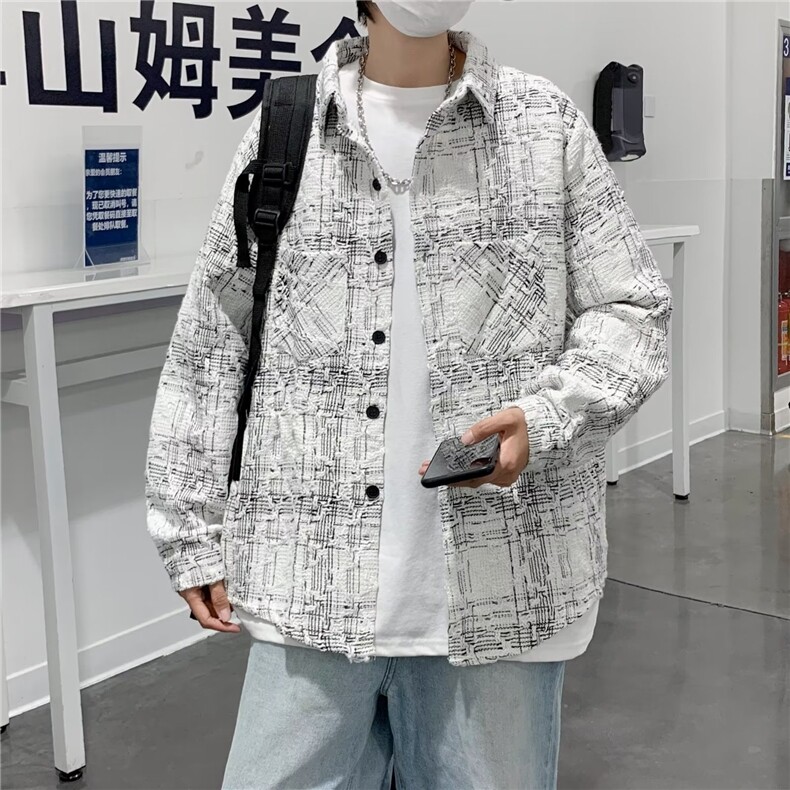 慵懒潮流冬季原宿长袖简约潮衬衫百搭文艺宽松型男新款W5387-P52,男装衬衫,星座412-3