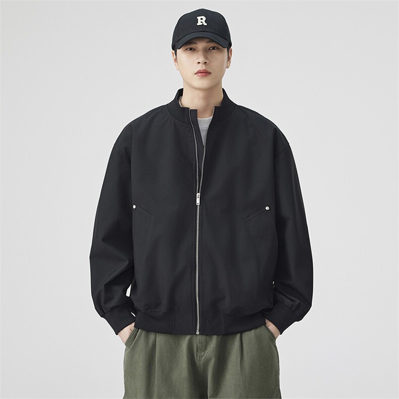 秋季新款宽松立领夹克男纯色上衣外套DSA157B-JK7923-特P45,男装夹克,电商A157B
