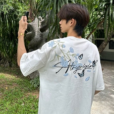 万针全刺绣解构设计260克重磅双纱纯棉高品质美式高街短袖T恤特35，男装T恤，电商A486