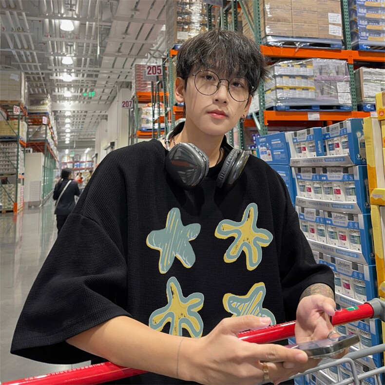 ！2025夏季新款男士华夫格印花短袖T恤半袖TXH2402特P19图片