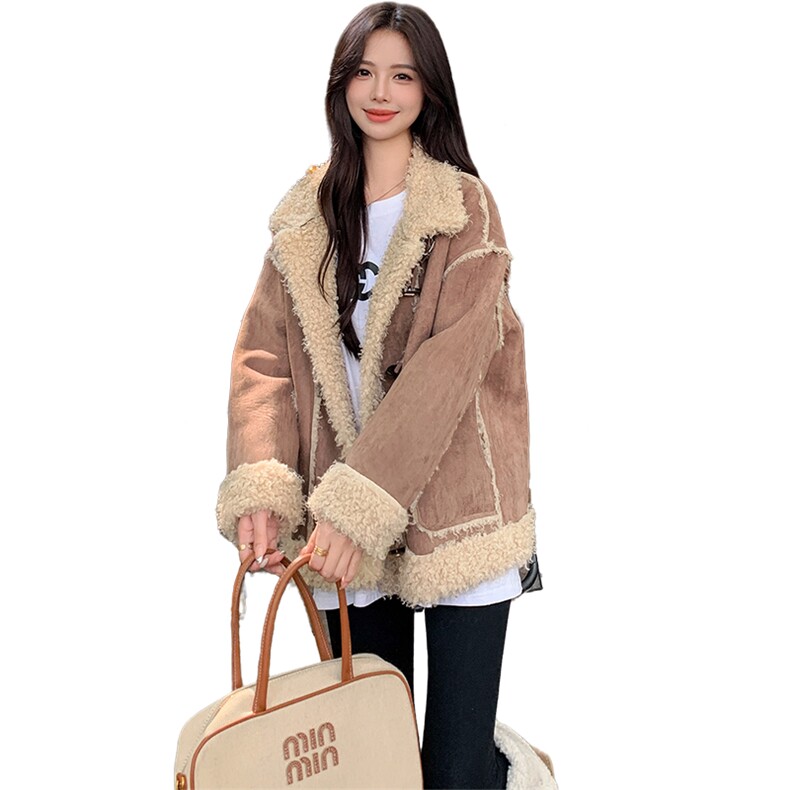 2025冬季皮毛一体羊羔毛外套2C057-9929-P195-K288,女装棉衣/棉服,2C057